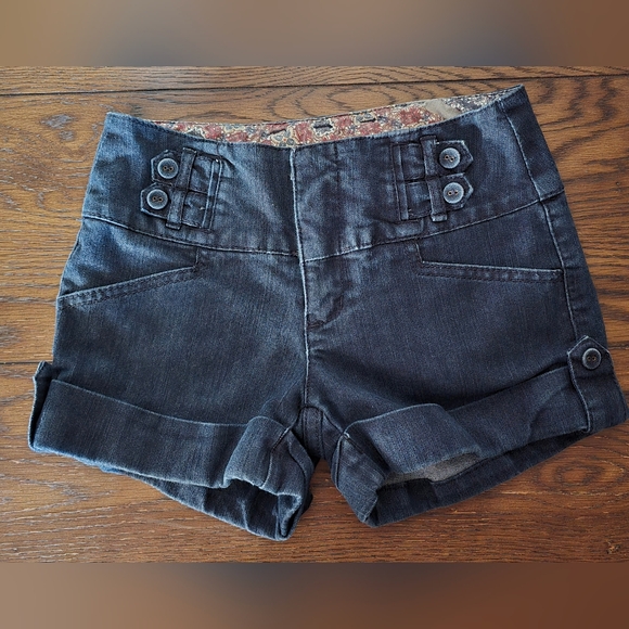 High Waist Blue Shorts with Nautical Design - Picture 1 of 9